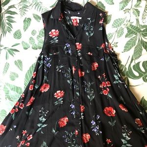 Kimchi Blue black floral button down swing dress